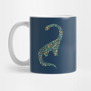 Floral Brontosaurus in Orange + Teal Mug